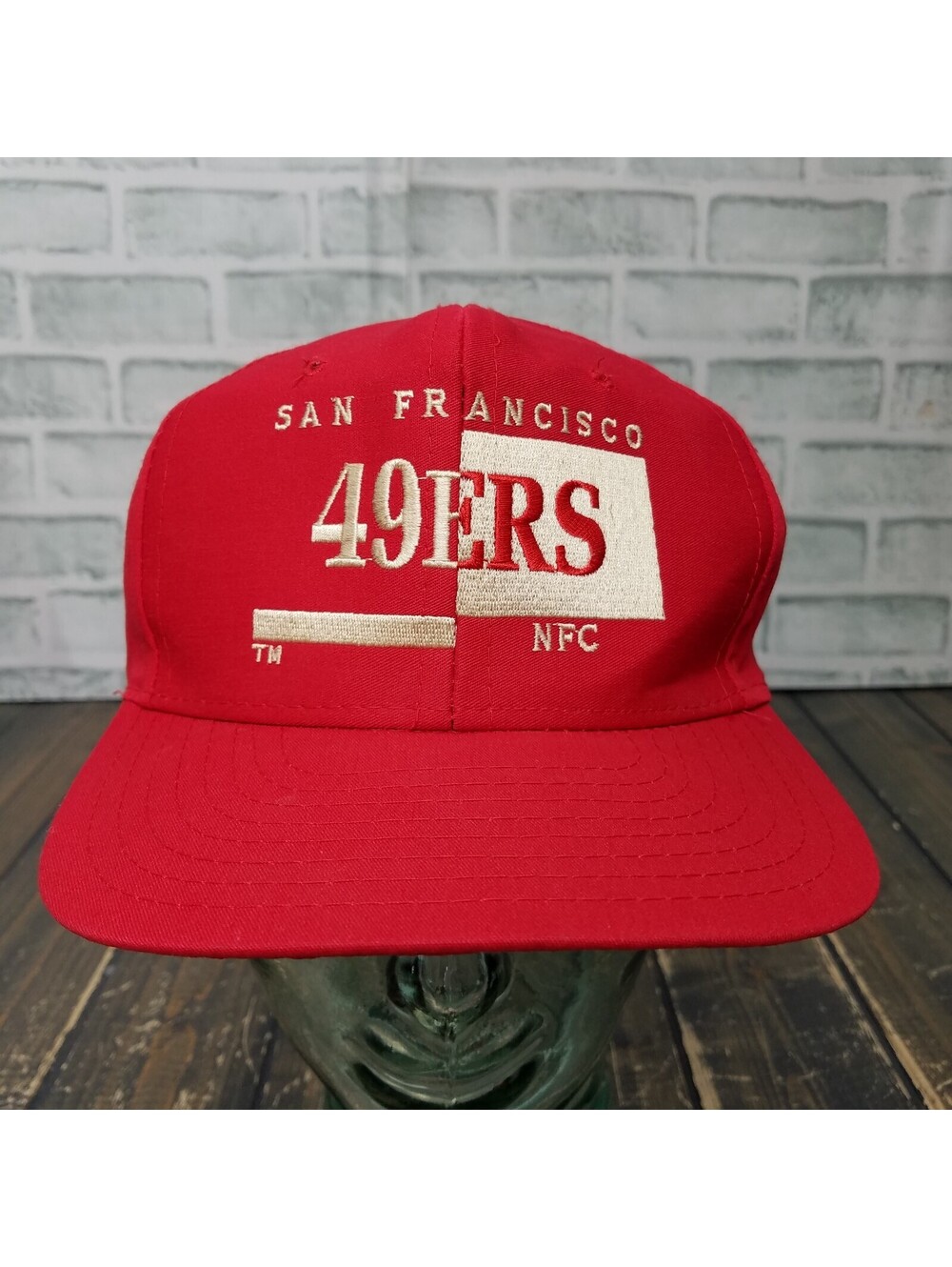 Vintage San Francisco 49ers Red Snapback Hat Cap AJD Embroidered Logo Football